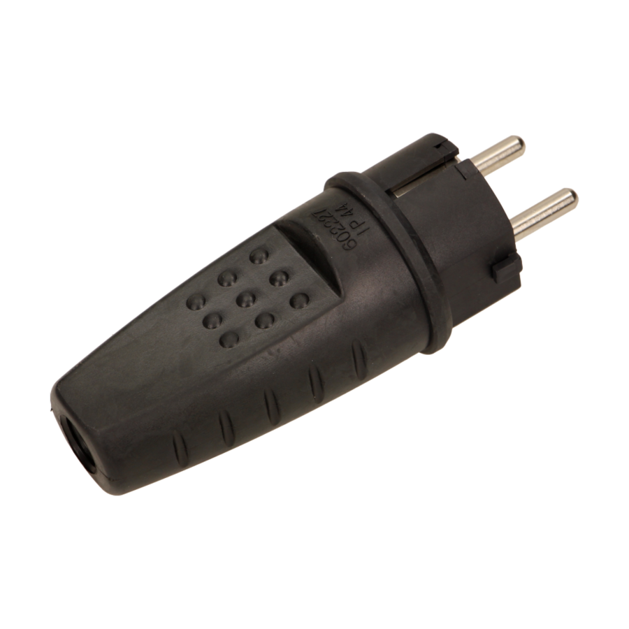 Wtyczka gumowa prosta IP44, czarna