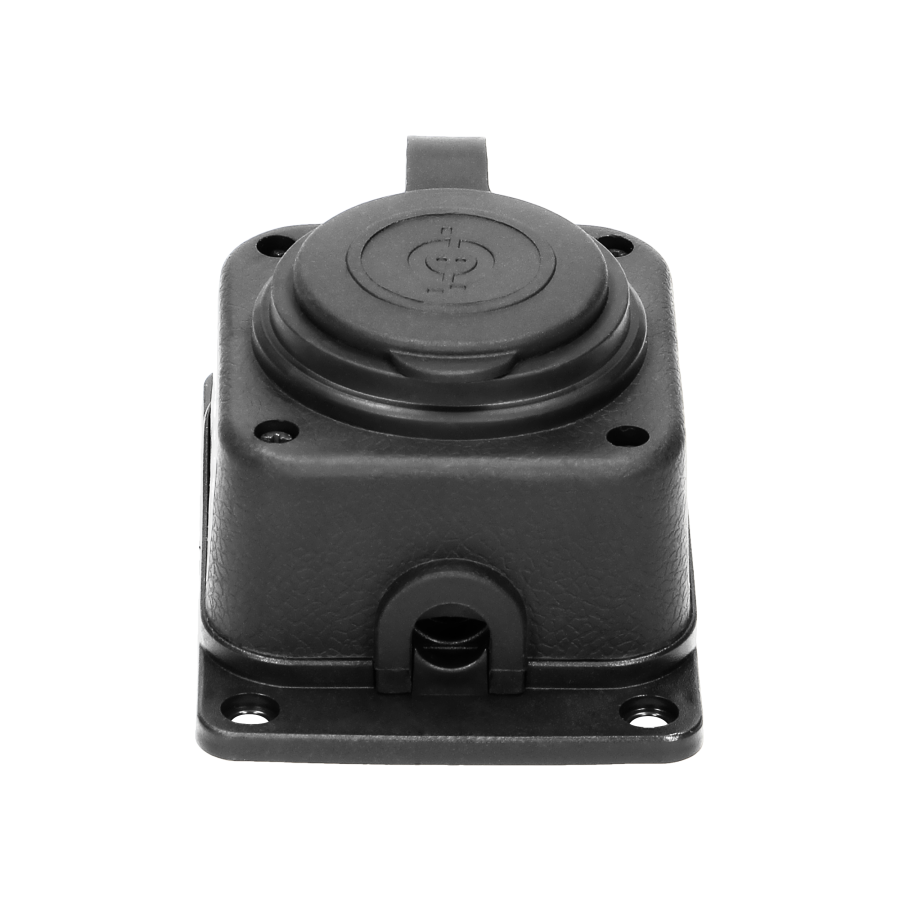 Heavy-duty extension socket, rubber, IP44, 1 socket, flame-resistant casing