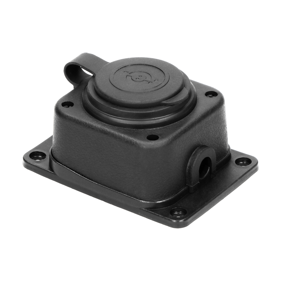 Heavy-duty extension socket, rubber, IP44, 1 socket, flame-resistant casing