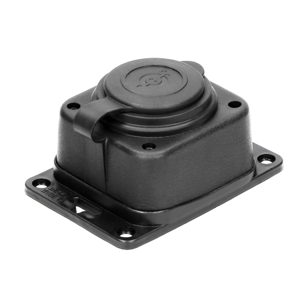 Heavy-duty extension socket, rubber, IP44, 1 socket, flame-resistant casing