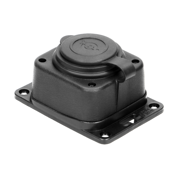 Heavy-duty extension socket, rubber, IP44, 1 socket, flame-resistant casing