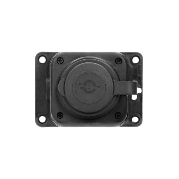 Heavy-duty extension socket, rubber, IP44, 1 socket, flame-resistant casing