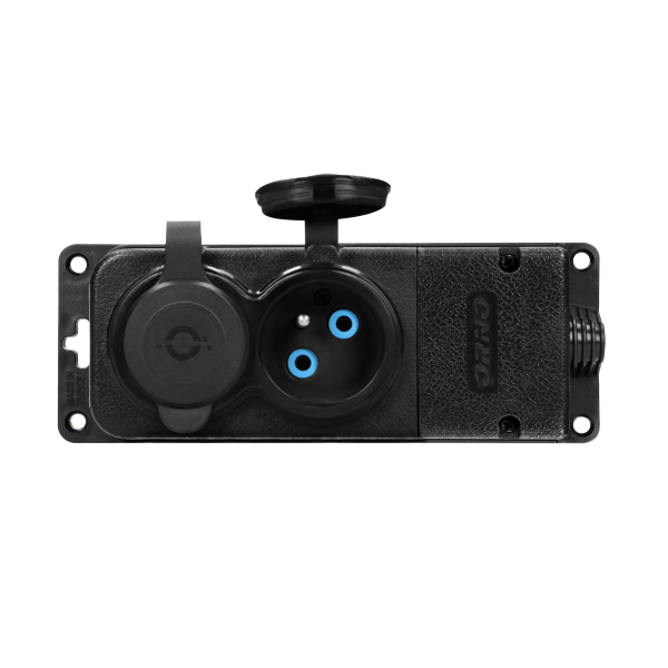 Heavy-duty extension socket, rubber, IP44, 2 sockets, flame-resistant casing