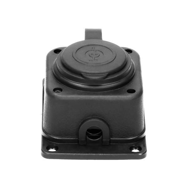 Heavy-duty extension socket, rubber, IP44, 1 schuko socket, flame-resistant casing