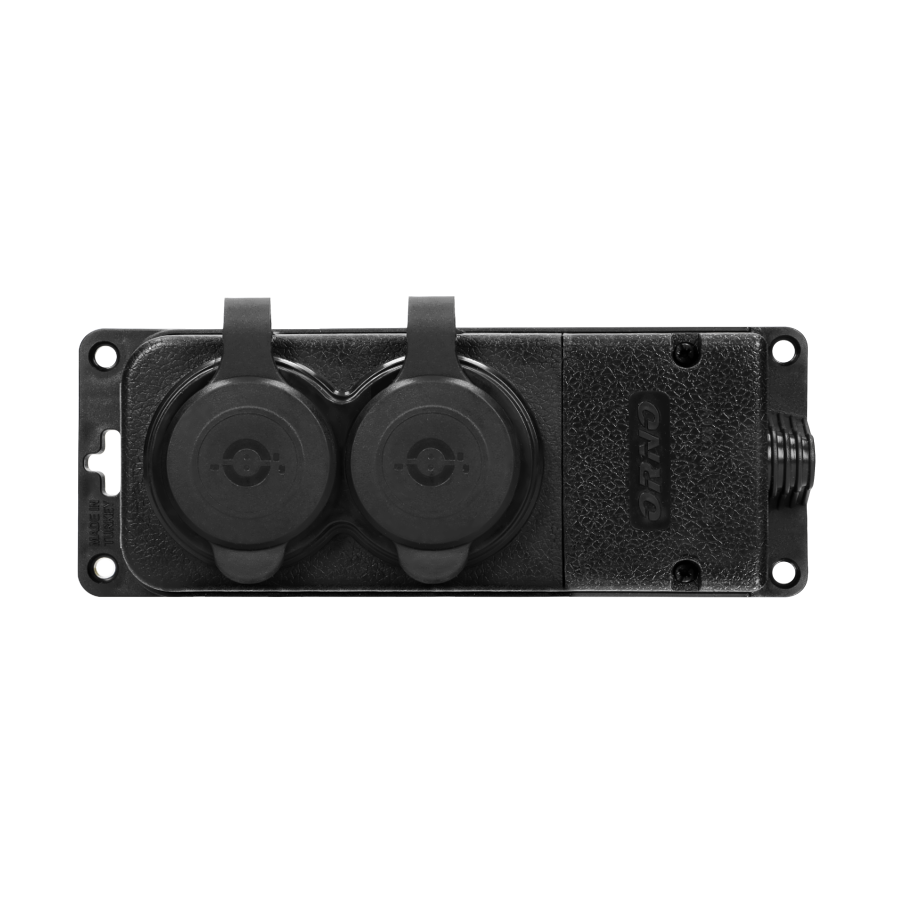 Heavy-duty extension socket, rubber, IP44, 2 schuko sockets, flame-resistant casing