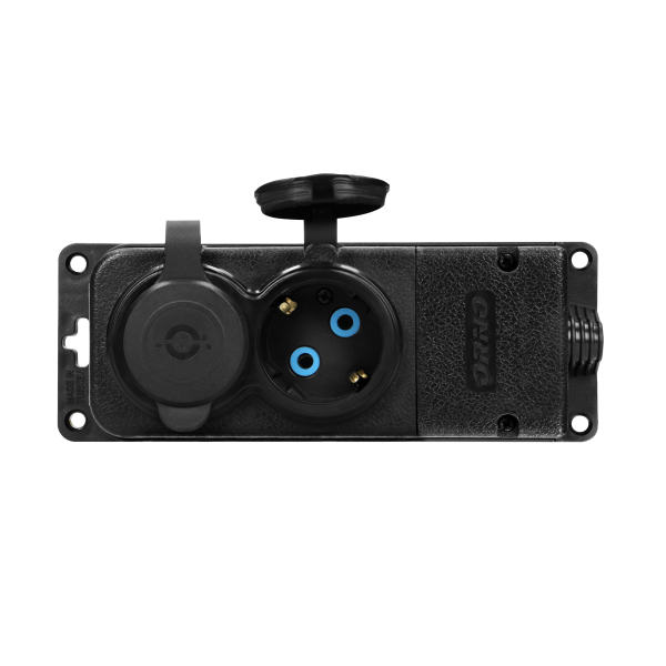 Heavy-duty extension socket, rubber, IP44, 2 schuko sockets, flame-resistant casing