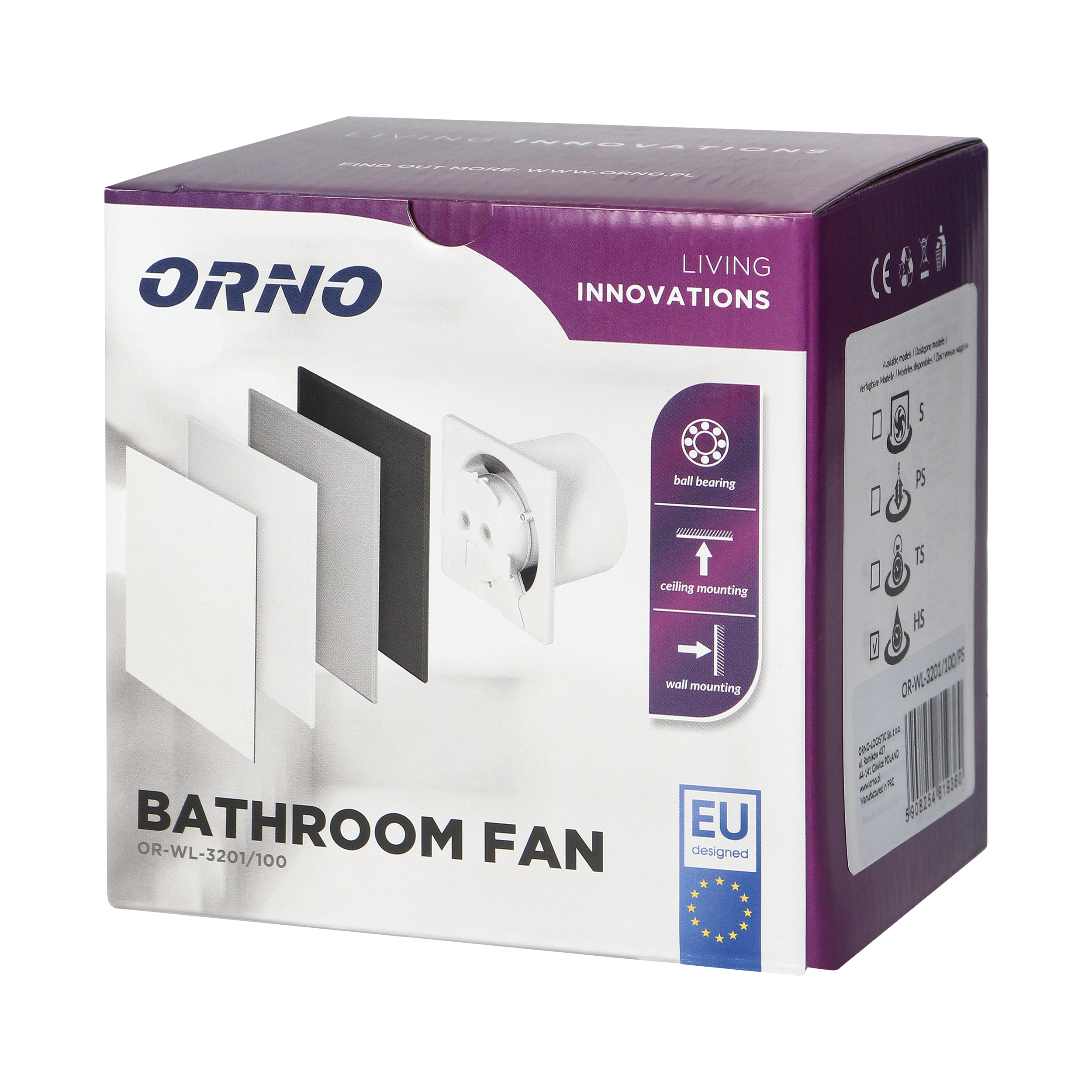 Orno Badlüfter mit Feuchtigkeitssensor und Timer Ø100mm Ventilator Abluftlüfter 